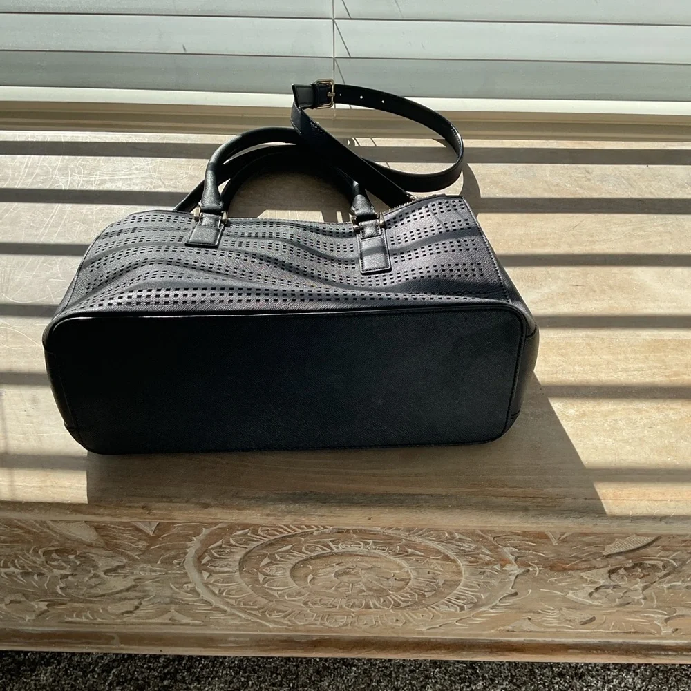 Tory Burch Black Satchel with Laser Cut Dot Design - Picture 4 of 4